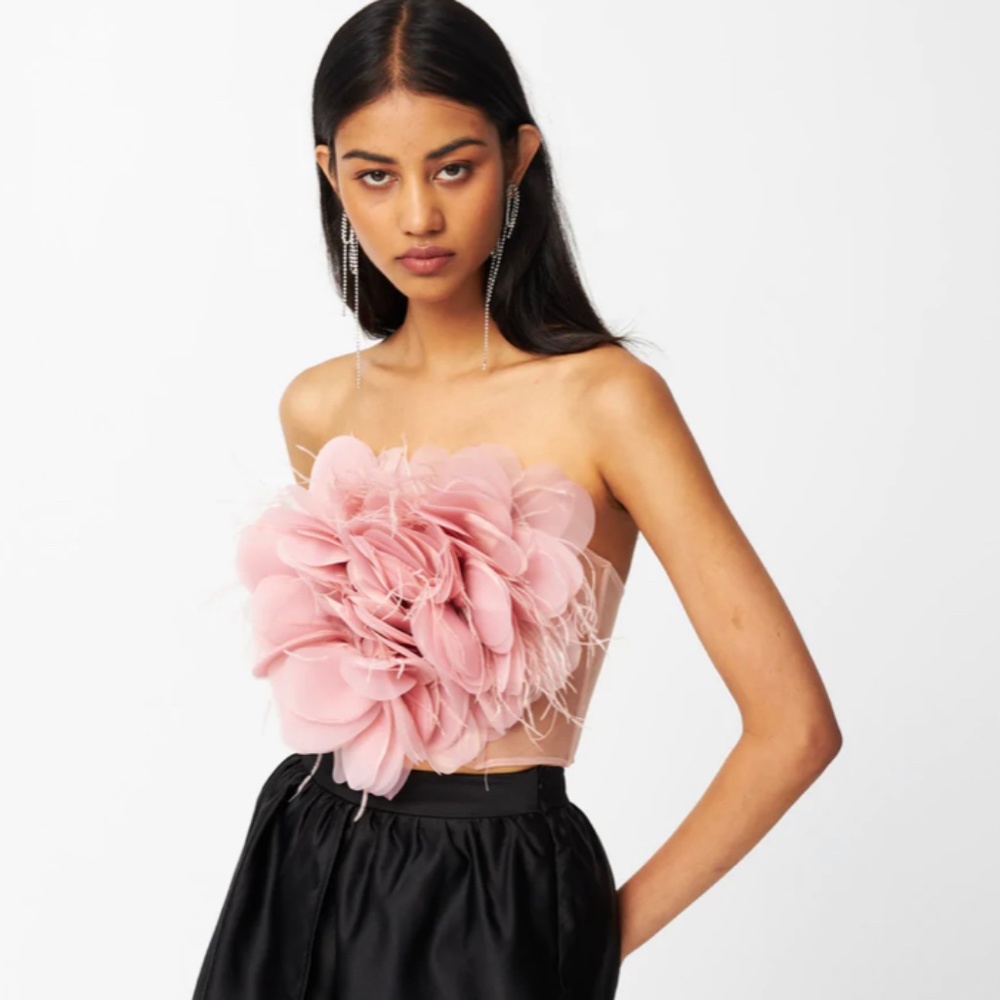 FLORAL TRIBUTE BUSTIER DUSTY ROSE